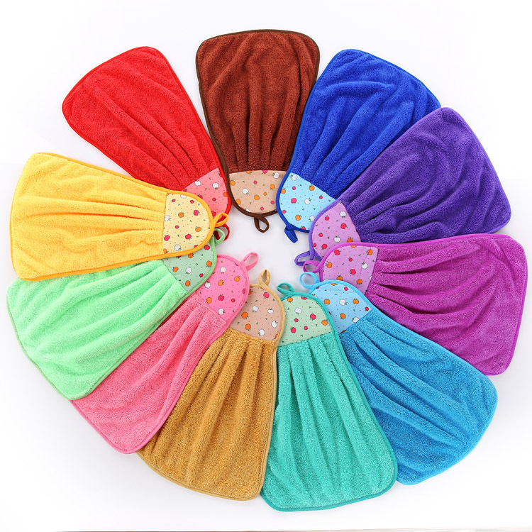 Coral velvet hand towel microfiber towel hook hanging towel kitchen bathroom cleaning absorbent towel