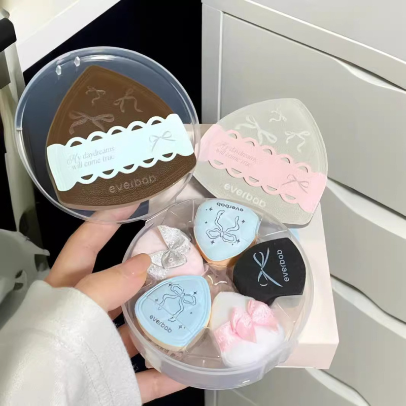 everbab Abella Bow Milk Cushion Powder Puff Mini Finger Powder Puff Foundation Loose Powder Blush