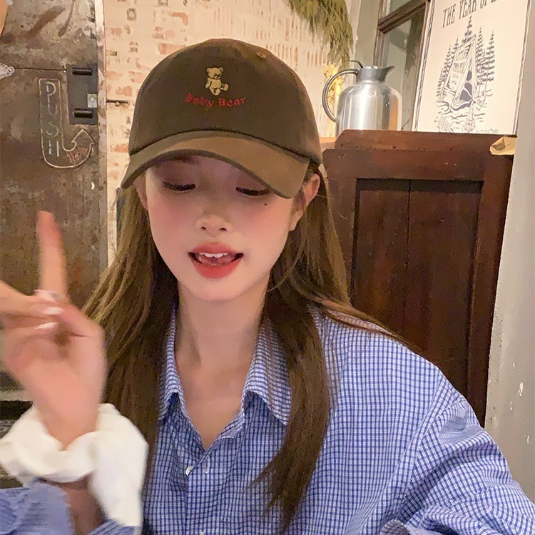 [My head is not round] Baseball cap for women 2024 new style big head peaked cap showing face small sun protection hat