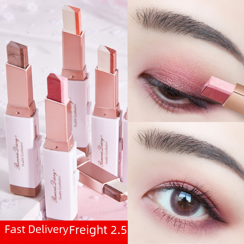 [Cross-border Hot Style] English Version Velvet Gradient Two-Color Eyeshadow Stick Douyin Style Lazy Two-Color Eyeshadow Pen for Eyes