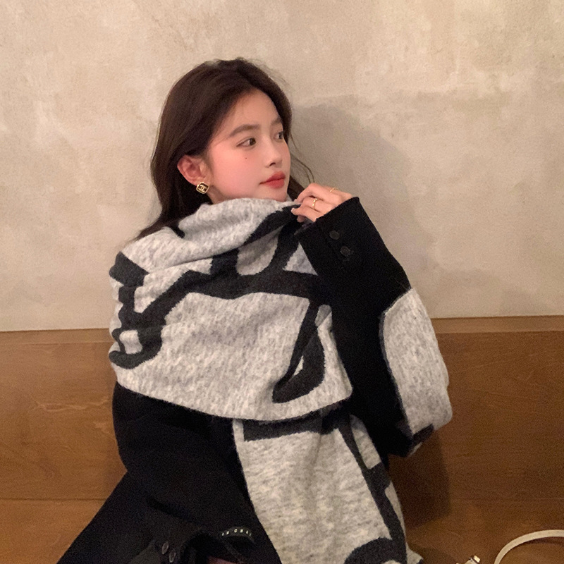 High quality letter scarf women's new winter high-end scarf oversized shawl