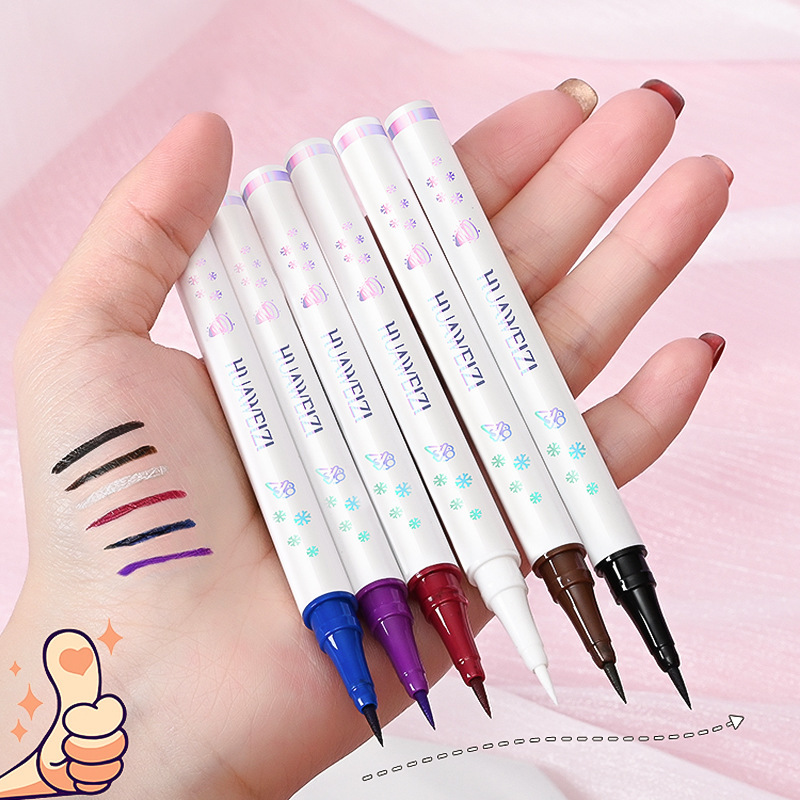 Huaweizi white liquid eyeliner waterproof and oil-proof non-smudge silkworm pen wholesale ultra-fine color brown eyeliner