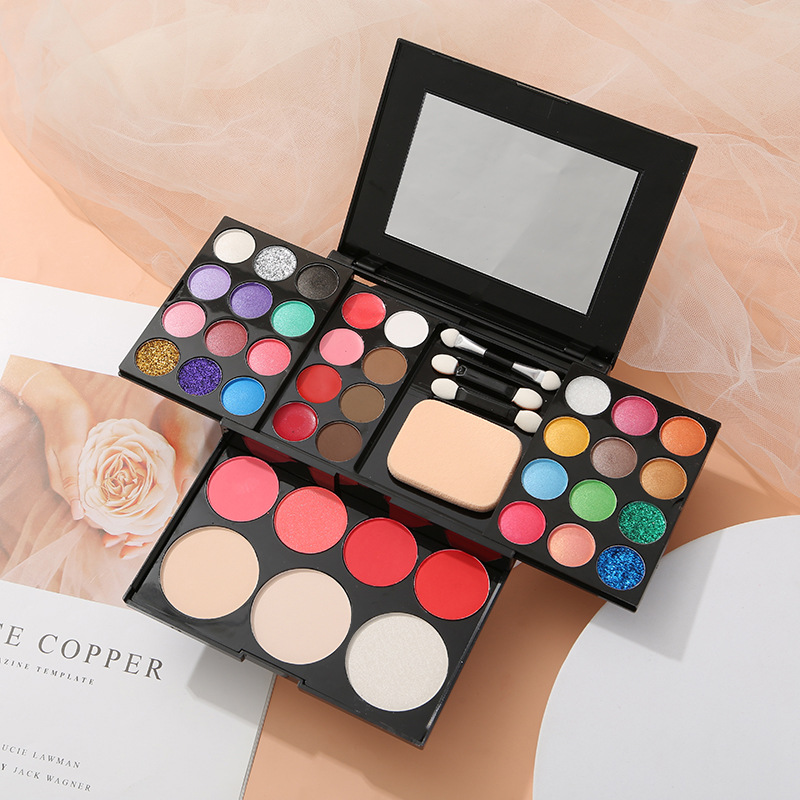 Cosmetic eyeshadow set for beginners, full set of beauty tools, genuine makeup box and tray, stage light makeup and nude makeup