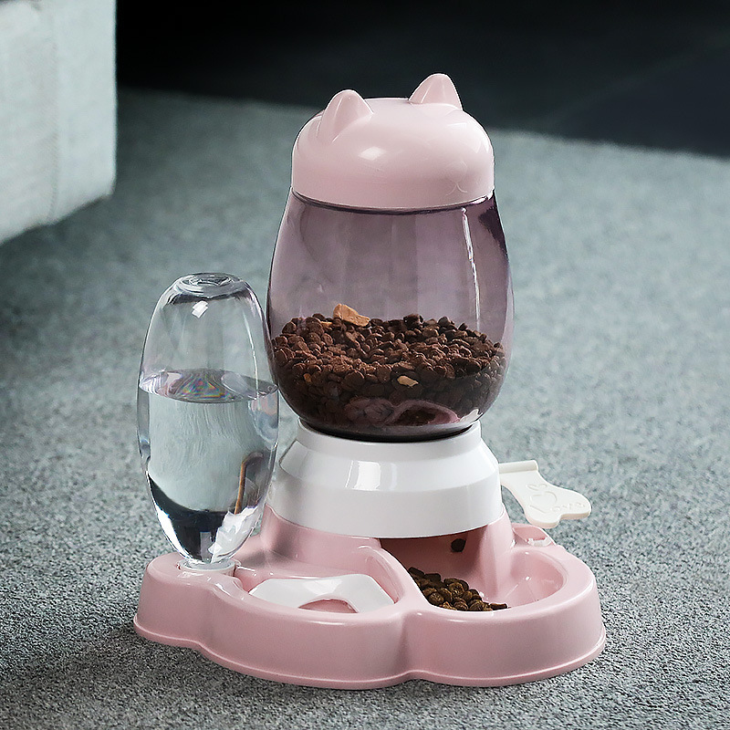 Cat bowl automatic feeding Teddy dog ​​bowl cat food basin drinking water all-in-one cat food bowl kitten drinking bowl supplies