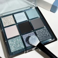 DIKALU 9-color glass eye shadow palette, high-gloss contouring, earth-colored blue-gray dragon fruit blue-black punk smoky eye
