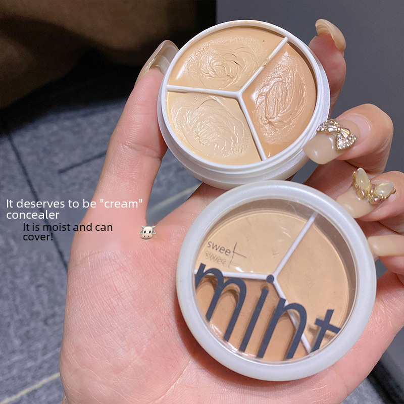 sweet mint three-color concealer covers spots, acne marks, dark circles, tear troughs, contouring foundation without taking off makeup