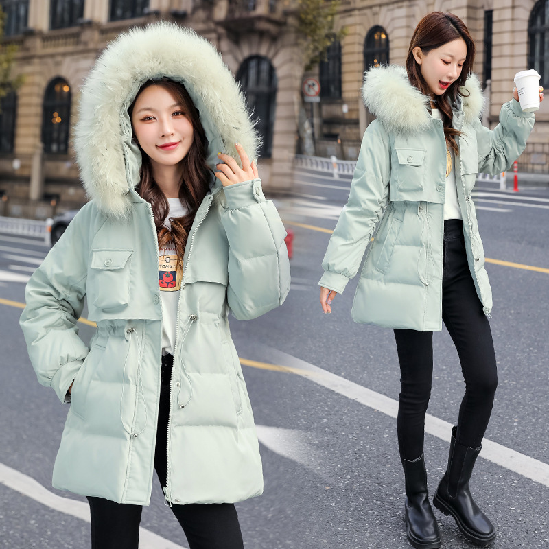 24 years new slim down jacket women's mid-length large fur collar parka type thickened warm down jacket