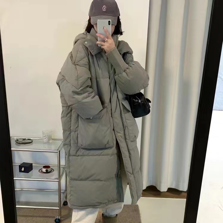 2024 New Down Jacket Women's Medium Long Korean Style Fashion Hooded Thickened Loose Off-Season Small Winter Jacket