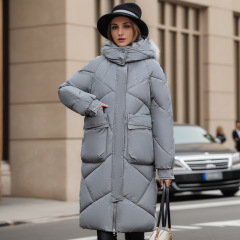 Foreign trade Korean style thickened bread coat, down cotton coat, women's loose winter coat, mid-length knee-length cotton coat