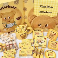 pinkbear leather bear yellow lip glaze butter bear joint set gift box lip glaze lipstick lip gloss eye shadow