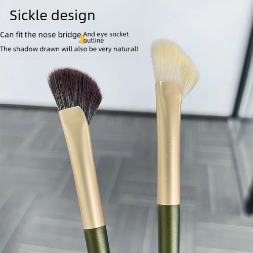 Sickle nose shadow brush, beveled contouring highlight detail brush, makeup blending brush, beveled half fan-shaped soft bristles