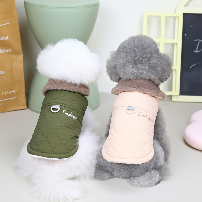 Pet Clothing Dog Clothes Autumn and Winter New Vest Cat Puppy Pet Clothes 22 Fur Collar Three-Color Cotton Clothes