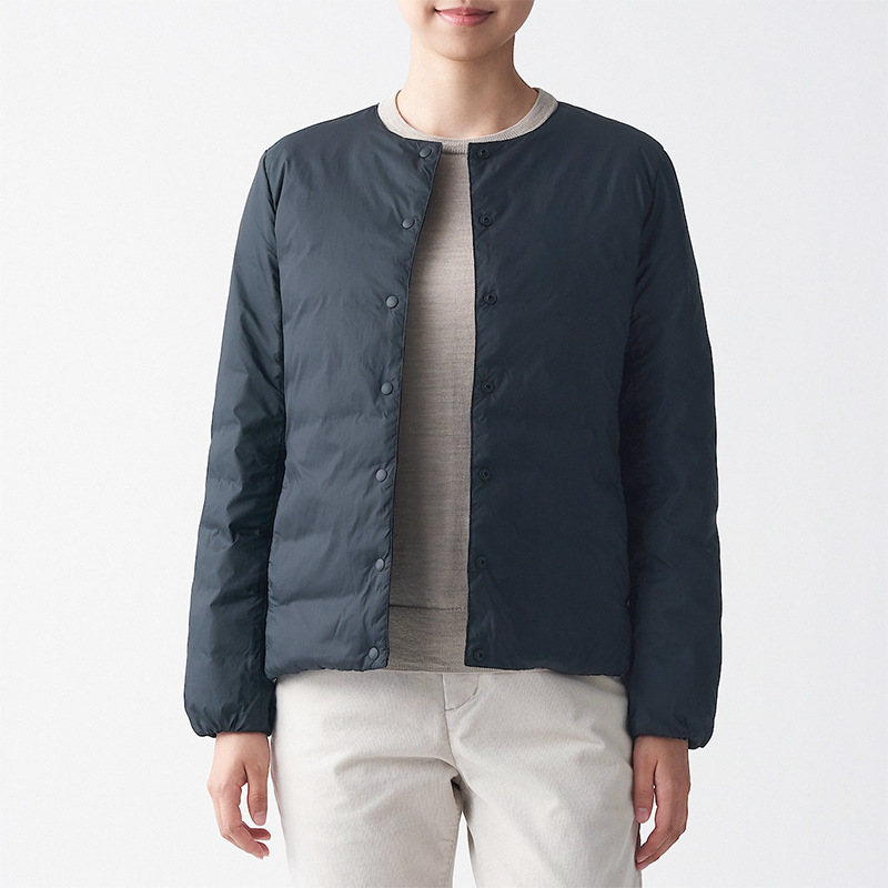 Women's autumn and winter new collarless underwear lining with cashmere coat, light down jacket, women's short style, slimming