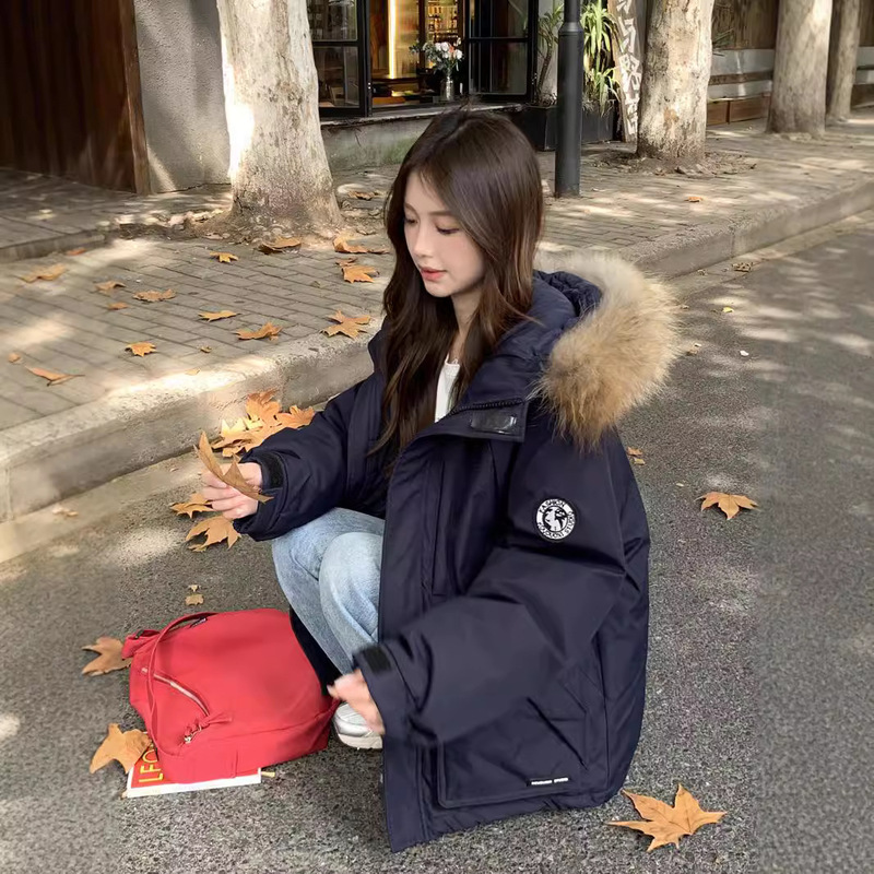 2024 New National Standard 90 Velvet Workwear Party Down Jacket Women's Medium Long Small Winter Raccoon Fur Thickened Jacket