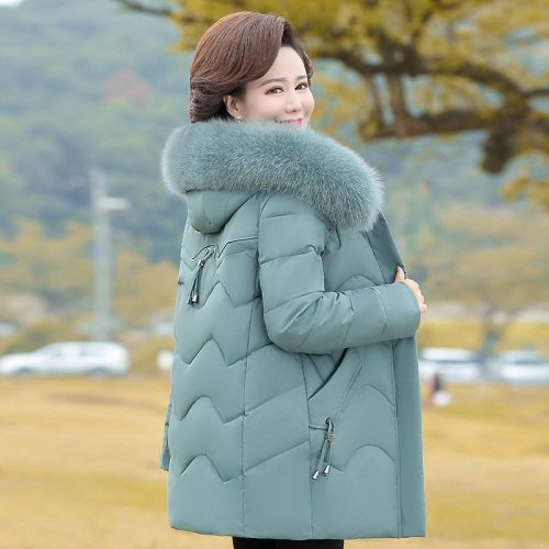 Mom's down jacket, mid-length cotton coat, new large size middle-aged and elderly women's winter cotton-padded jacket