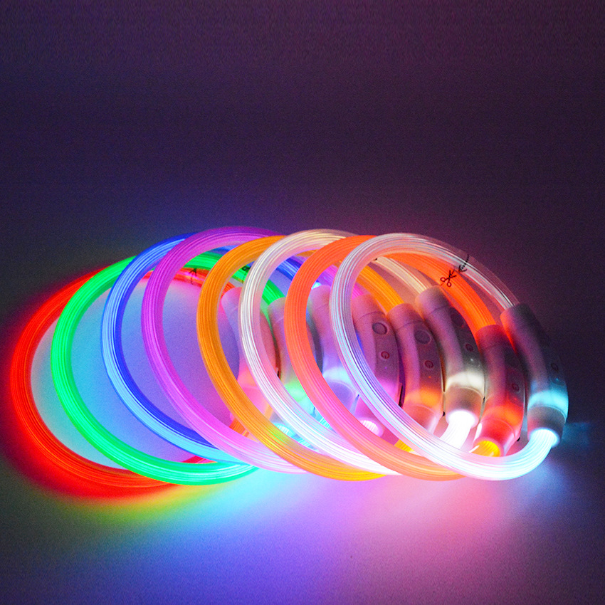 Pet luminous collar dog luminous collar dog collar USB charging LED fiber optic collar flash dog collar