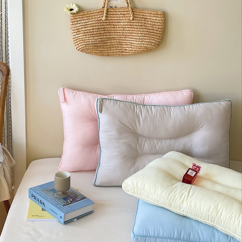 Macaron candy dyed washed cotton neck pillow core 100% cotton household pillow student dormitory single 48*74