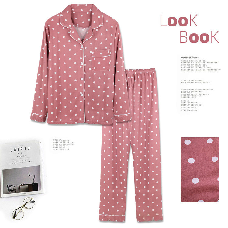 Cross-border new pajamas for women, autumn and winter long-sleeved lapels, Korean-style suits, trousers, plus-size home wear suits
