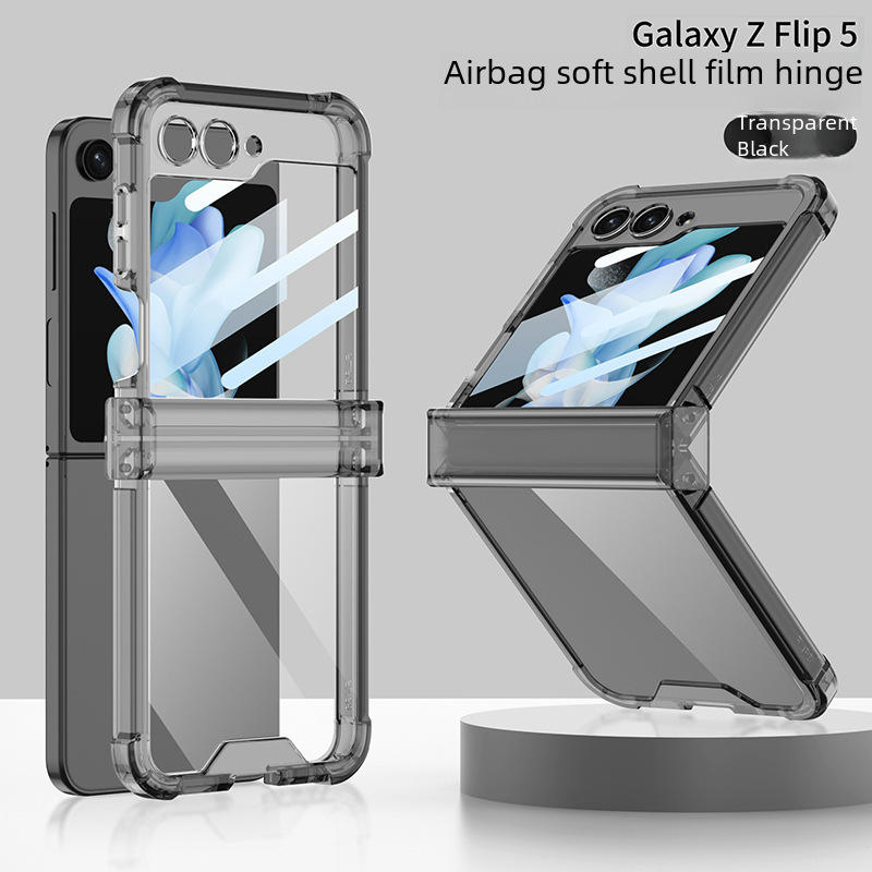 Suitable for Samsung ZFlip5 mobile phone case, acrylic hinge, airbag shell, film, shaft, all-inclusive, transparent, foldable, anti-fall, thin