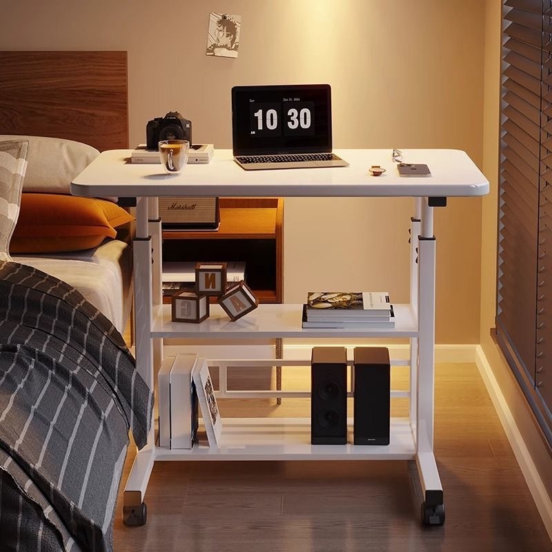 Movable bedside table for bedrooms, home dormitories, simple student dormitory desks, lazy computer desks