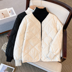 Foreign trade new cotton coat women's short style Internet celebrity commuter diamond plaid cotton coat women's Korean version down cotton live broadcast