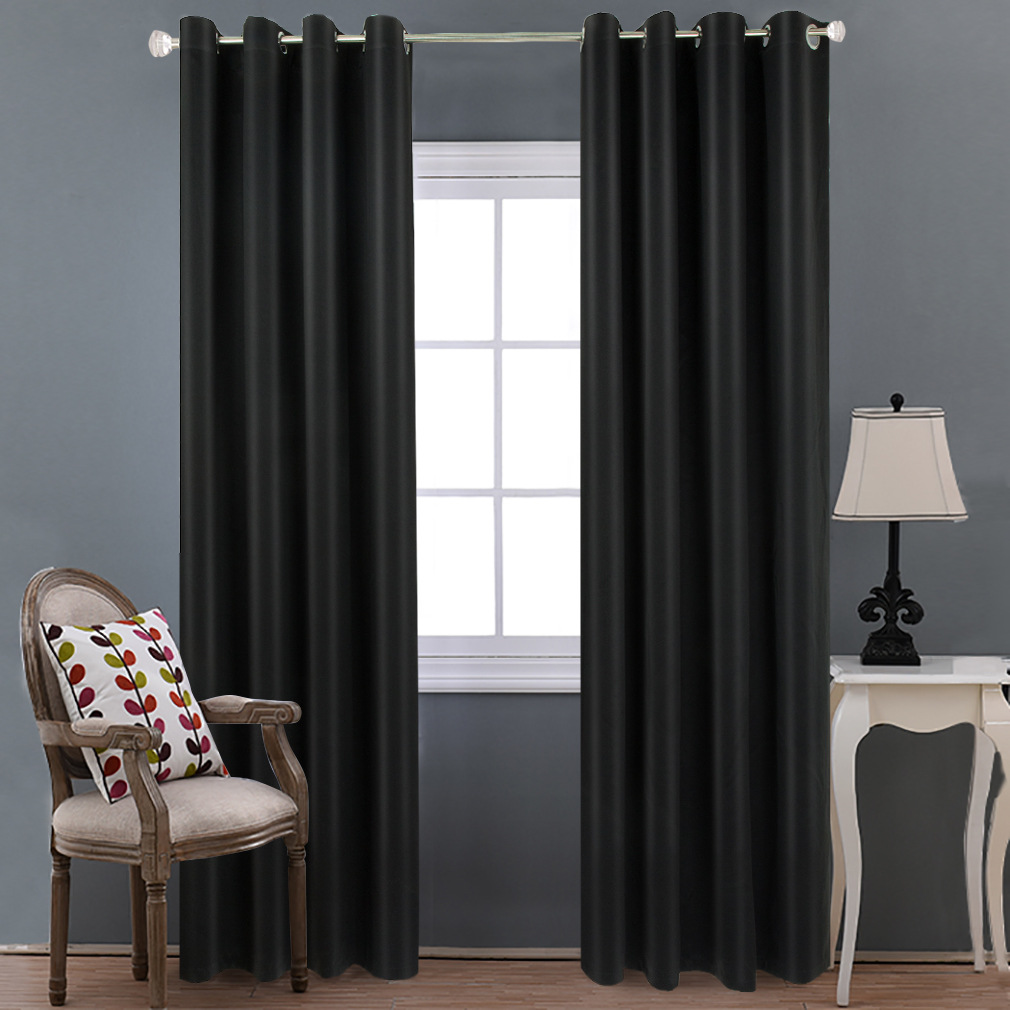 Factory direct sales black silk high-precision curtains blackout fabric insulation curtains Nordic style curtains cross-border solid color curtains