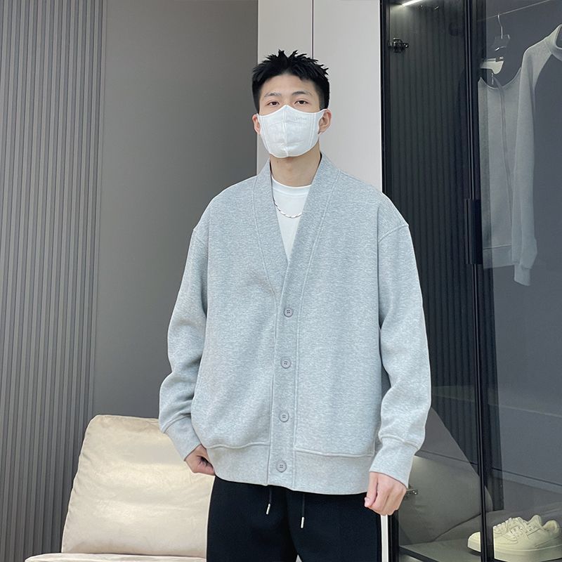 [Same style for men and women] High-end solid color design, simple casual off-shoulder cardigan jacket, loose couple style Korean style