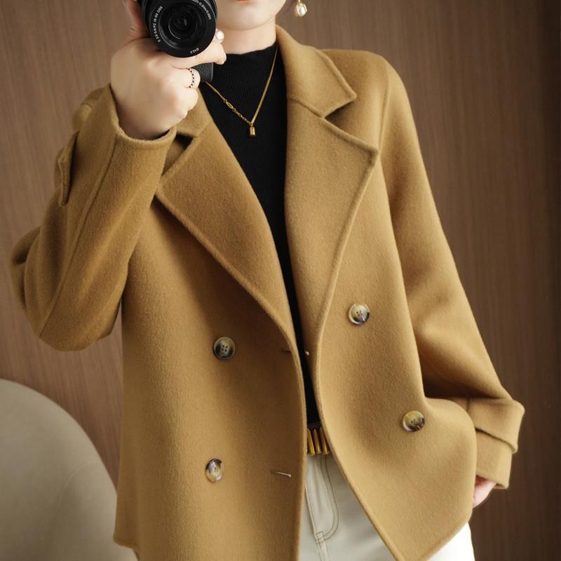 Woolen Coat Women 2024 Short Autumn and Winter Small Loose Outerwear Women's Suit Collar Woolen Coat Trend