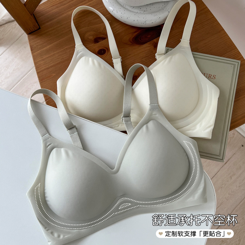 Summer seamless underwear for women, soft support for small breasts, push-up, thin, large breasts, no steel ring, anti-sagging bra