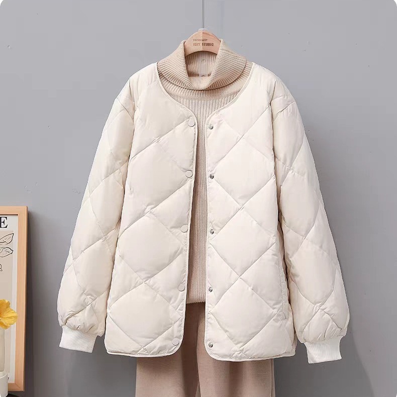 2024 New Diamond Down Jacket Women's Short White Duck Down Fashionable Portable Autumn and Winter Warm Small Coat Trendy