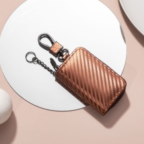 New Korean version business carbon fiber pattern car key protective cover car zipper fashion protective cover universal style