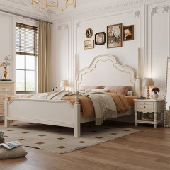 French retro solid wood bed master bedroom double bed 1.8 meters simple modern American light luxury 1.5 meters Princess Anna bed