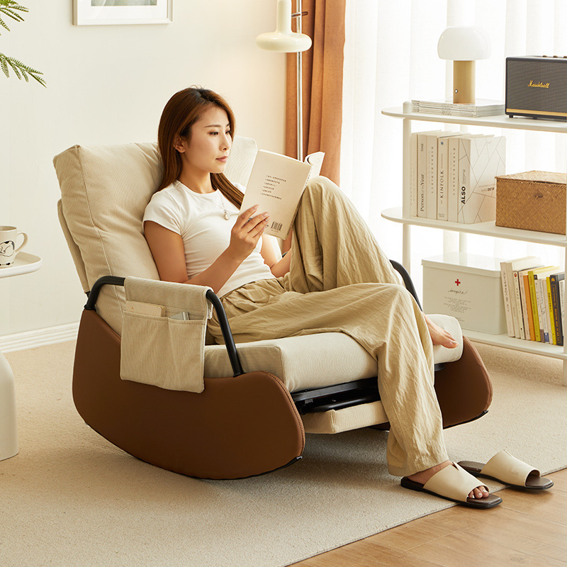 Lazy sofa sleepable and reclining single rocking chair living room light luxury home rocking chair recliner adult balcony leisure chair