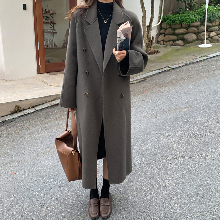 2024 Autumn and Winter New Double-sided Cashmere Coat Women's Medium Long Extra Long Korean Style Loose Woolen Coat