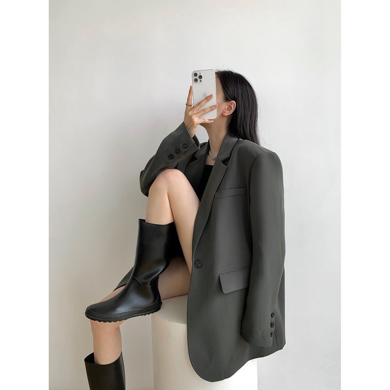 Blazer women's Korean style loose casual Hong Kong style commuting slim spring and autumn wear gray black 2024 new style