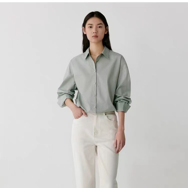 IC Xiaohe women's autumn new high-density cotton poplin loose cotton shirt
