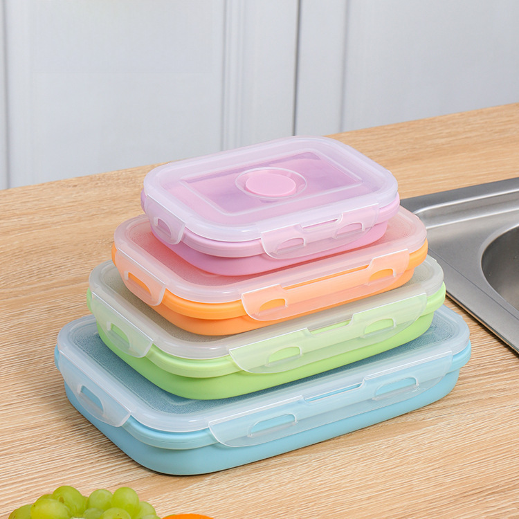 Amazon silicone lunch box folding lunch box office worker lunch box microwave lunch box refrigerator sealed crisper