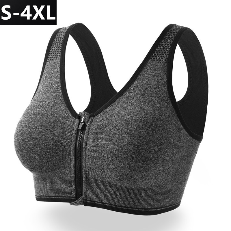 Front zipper sports bra, professional shock-proof breathable rimless running vest yoga sports bra for women