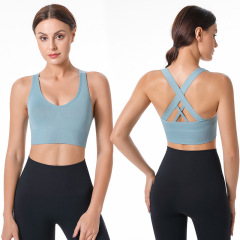 Cross back push-up shock-proof sports bra without rims quick-drying yoga plus size fitness underwear running bra for women