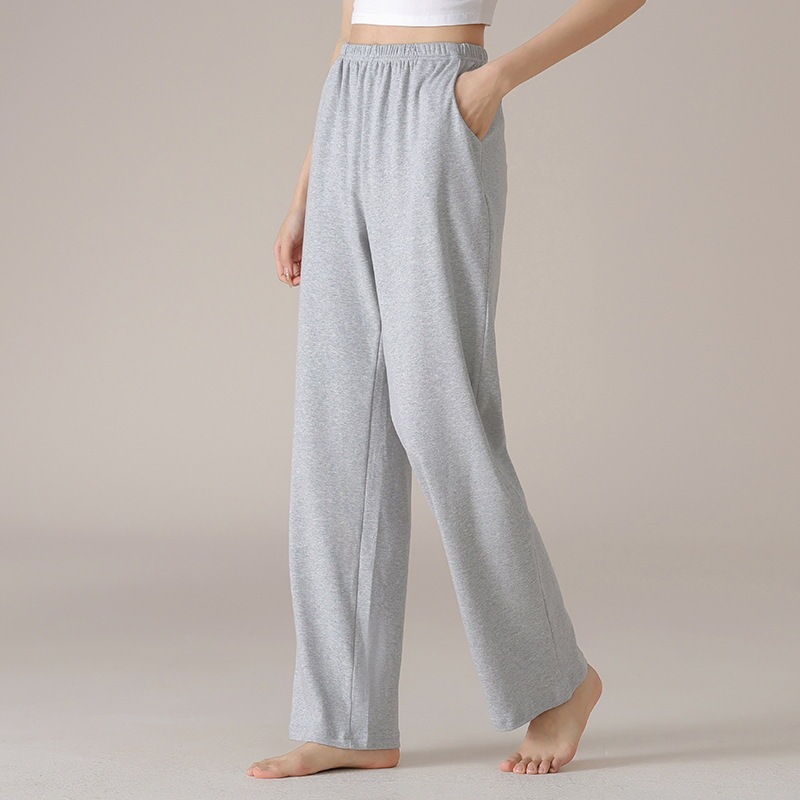 [7A antibacterial] Pure cotton pajamas for women in summer, thin high-waisted gray casual trousers, large size, can be worn as outer cotton trousers