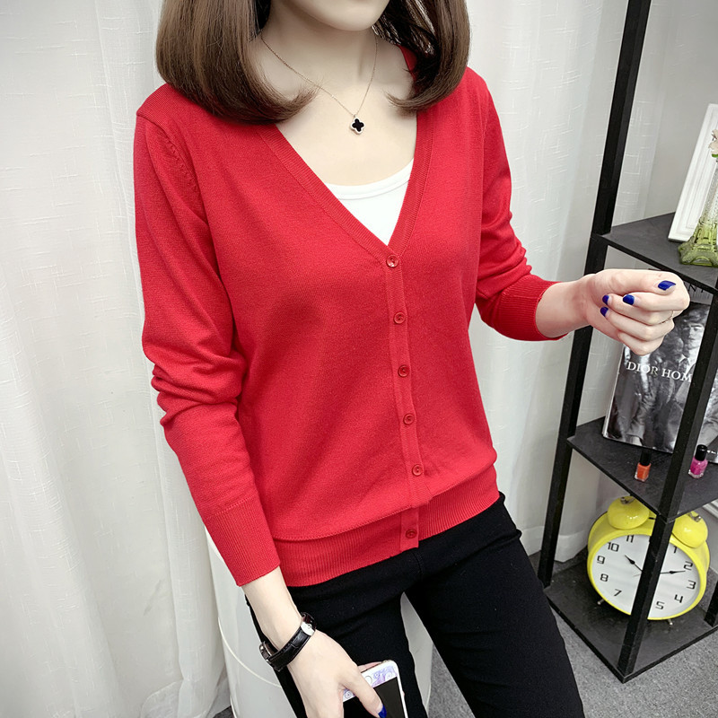 Knitted cardigan for women, spring and autumn short top, thin sweater, shawl jacket, winter base layer, summer air-conditioning shirt