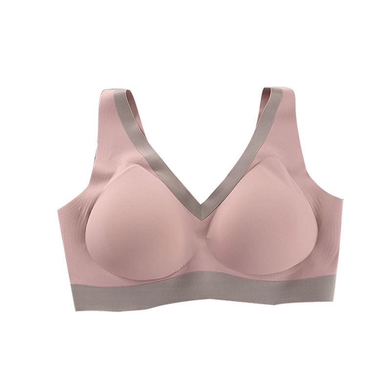 Thai natural latex underwear 5.0 seamless V-neck bra for women, beautiful back, no steel ring, push-up breathable girl underwear
