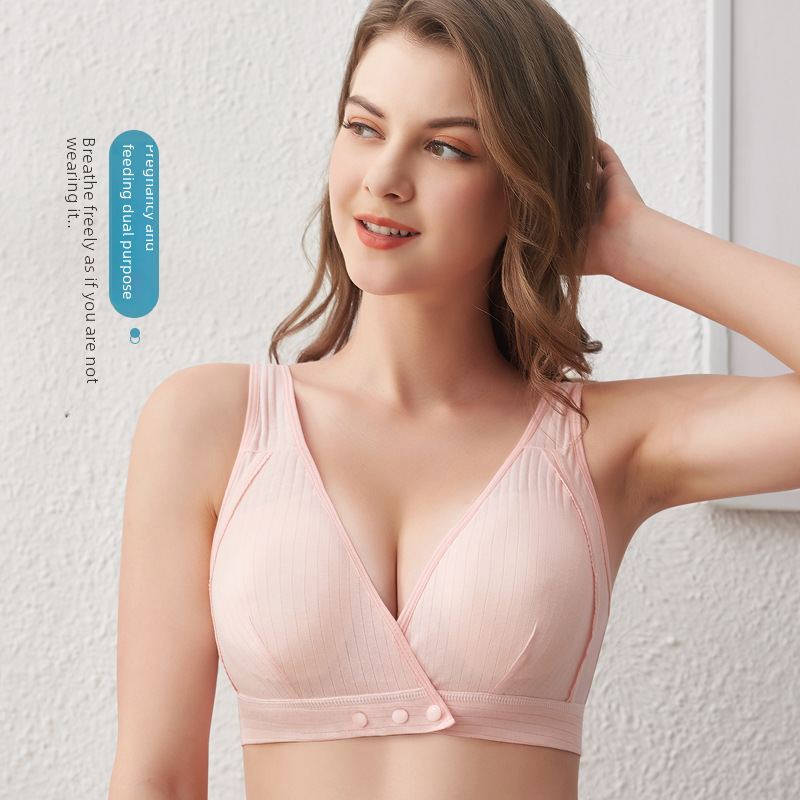 Nursing bra pure cotton summer thin front button vest style postpartum breastfeeding large size maternity bra pregnancy period