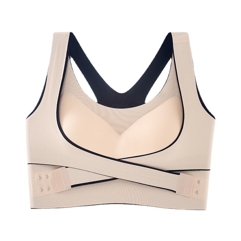 Seamless bra for women with front button cross movement to correct the beautiful back, push up the side breasts, no steel ring, anti-sagging bra