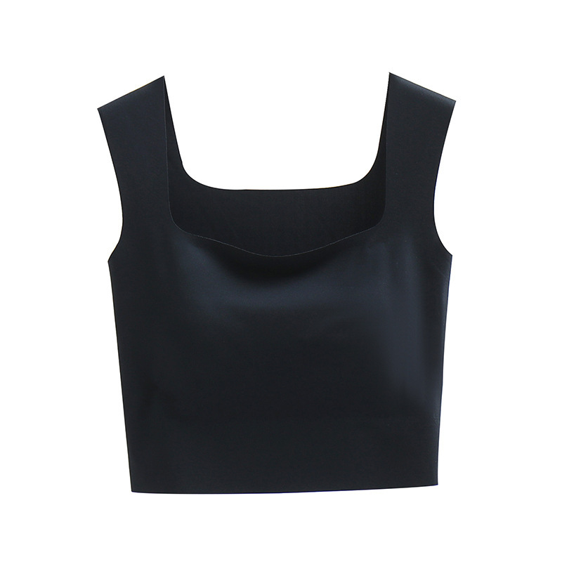 Women's Seamless Air Fixed Cup Underwear with Breast Pads to Anti-exposure, Chest-Wrapped All-in-One Navel-Baring Camisole for Beautiful Back