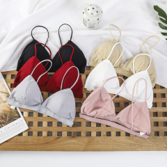 Ice silk threaded French triangle cup sling beautiful back tube top underwear female students no steel ring sexy belt chest padding