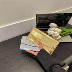 New Korean style long cross-border women's wallet card holder student wallet fashionable temperament solid color glossy clutch bag