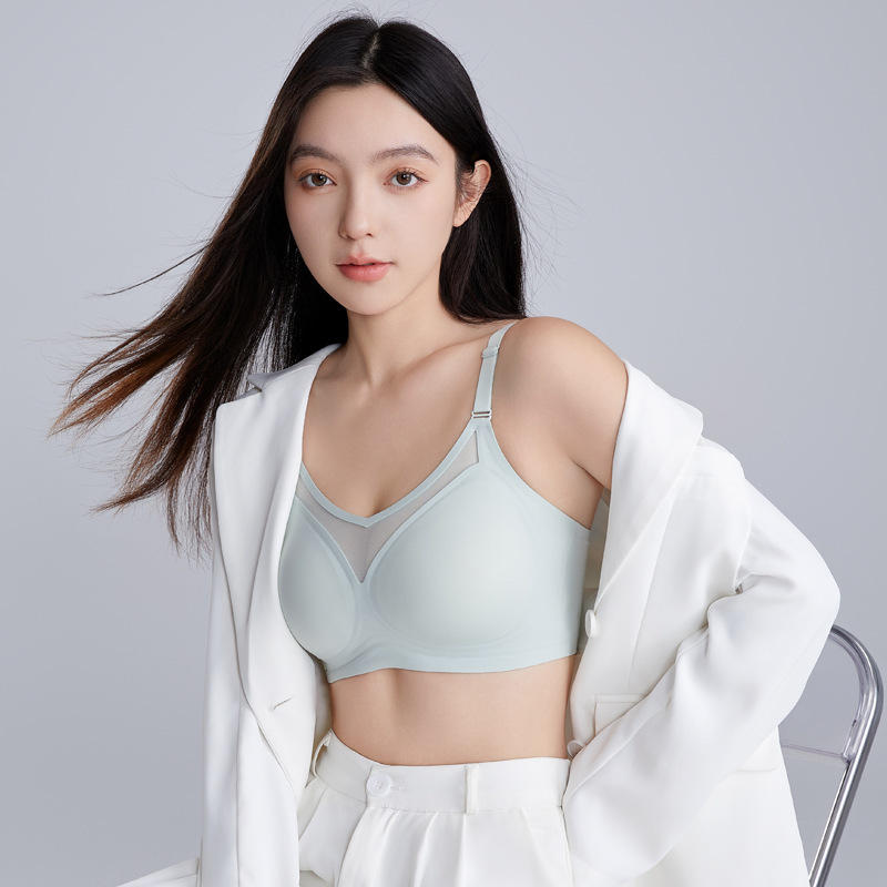 Seamless bra with one piece of fixed cups, push-up and adjustment type, small breasts, large breasts, thin, no wire sports bra