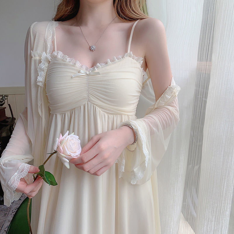 2024 hot style sexy pajamas with breast pads and straps nightgown pure lust temptation home wear lace nightgown set
