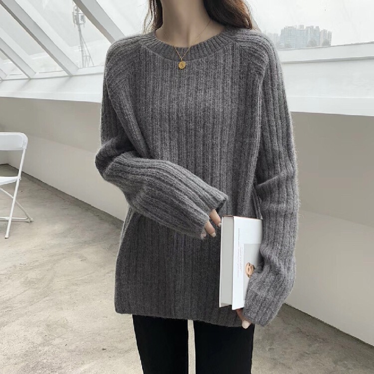 2024 Autumn and Winter New Lazy Style Korean Style Pullover Sweater Women's Fashion Casual Slim Loose Knitted Bottoming Shirt Trendy